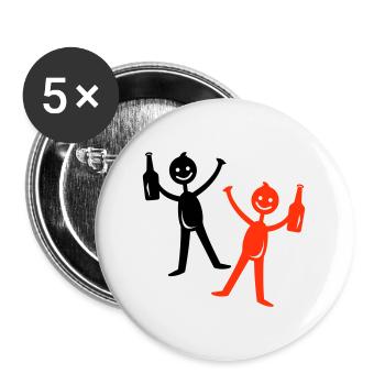 Bier Trinken Strichmännchen - Buttons groß 56 mm (5er Pack) - Weiß - Vorne