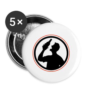 Flasche Bier Trinken Party - Buttons groß 56 mm (5er Pack) - Weiß - Vorne