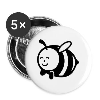 Biene - Buttons groß 56 mm (5er Pack) - Weiß - Vorne