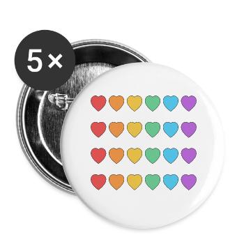 Rainbow Hearts LGBT Pride Month - Buttons large 2.2''/56 mm (5-pack) - white - Front