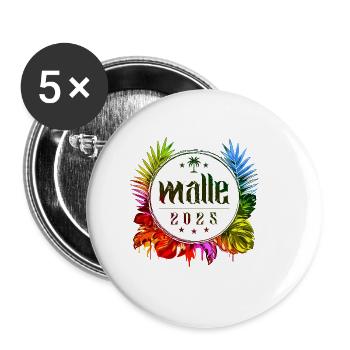 Malle 2025 Coloré - Lot de 5 grands badges (56 mm) - blanc - Devant
