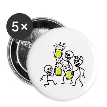 Bier Team Skelett - Buttons groß 56 mm (5er Pack) - Weiß - Vorne