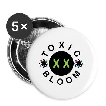 Playful Skull with Floral Accents - Buttons large 2.2''/56 mm (5-pack) - white - Front