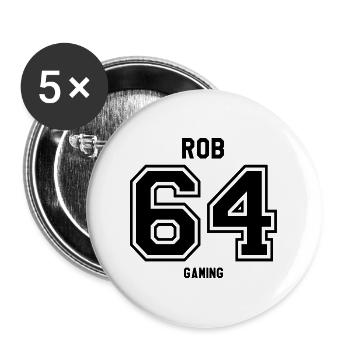 Rob64 Gaming Fan Shirt American Football style - Buttons groß 56 mm (5er Pack) - Weiß - Vorne