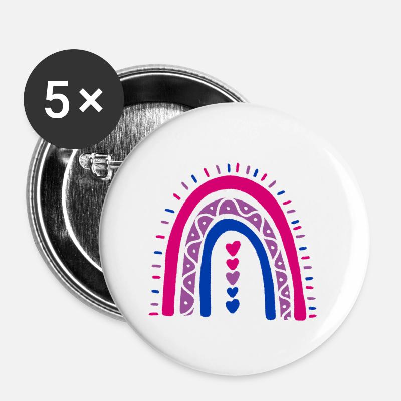 LGBT Pride Month Bisexual Rainbow - Buttons large 2.2''/56 mm (5-pack) - white