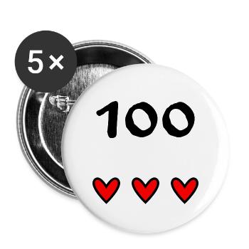 100 JAHRE. 100-jähriges JUBILÄUM. JUBILÄUM 100 JAHRE. - Buttons groß 56 mm (5er Pack) - Weiß - Vorne