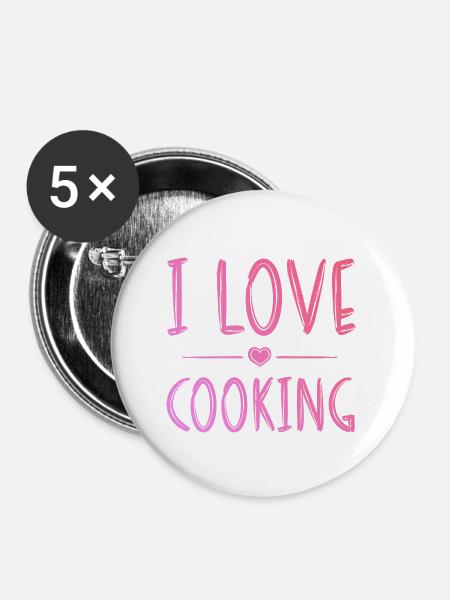 Ich liebe Kochen - Buttons groß 56 mm (5er Pack) - Weiß