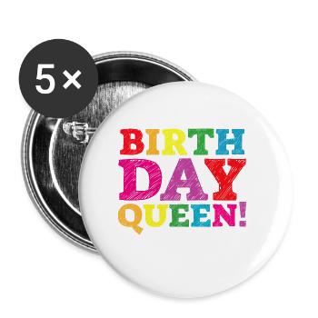 Fille Anniversaire Anniversaire Reine! Fille - Lot de 5 grands badges (56 mm) - blanc - Devant