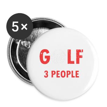 I Like Golf & Maybe 3 People Retro Funny T-Shirt - Buttons groß 56 mm (5er Pack) - Weiß - Vorne