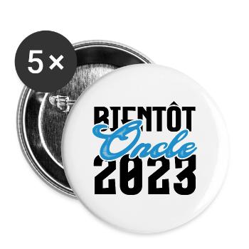 Cadeau Annonce grossesse bientôt Oncle 2023.Tonton - Lot de 5 grands badges (56 mm) - blanc - Devant