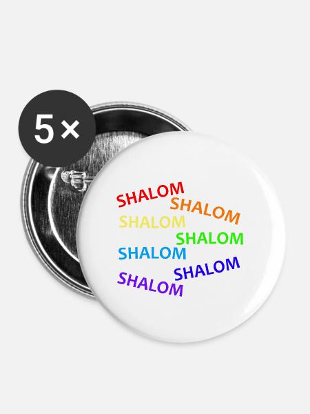 SHALOM RAINBOW WATERFALL - Geschenkidee - Buttons groß 56 mm (5er Pack) - Weiß