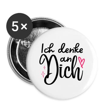 "Ich denke an Dich" Motiv,Valentinstagsgeschenk - Buttons groß 56 mm (5er Pack) - Weiß - Vorne