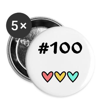 100 YEARS. 100th ANNIVERSARY. BIRTHDAY 100 YEARS. - Buttons large 2.2''/56 mm (5-pack) - white - Front
