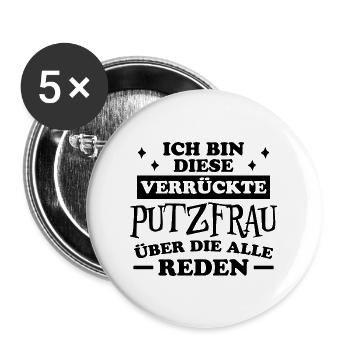Putzfrau Haushalt Spruch Reinigungskraft Geschenk - Buttons groß 56 mm (5er Pack) - Weiß - Vorne