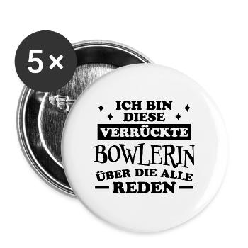 Bowlerin Bowling Spruch Lustiges Bowlerin Geschenk - Buttons groß 56 mm (5er Pack) - Weiß - Vorne
