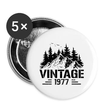 T-Shirt VINTAGE 1977 - Buttons large 2.2''/56 mm (5-pack) - white - Front