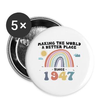 Making The World Better Place Since 1947, Cute - Buttons large 2.2''/56 mm (5-pack) - white - Front