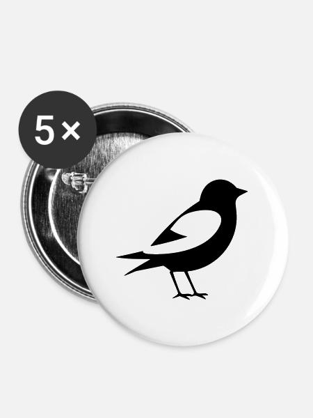 Vögelchen - Buttons groß 56 mm (5er Pack) - Weiß