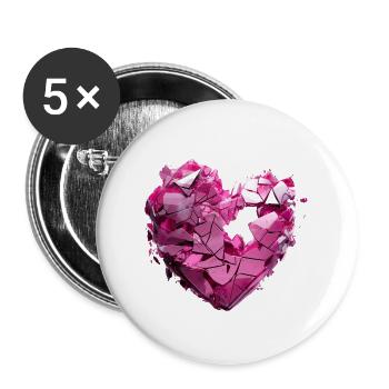 Valentinstag Herz Liebe Liebesbeweis Gefühle - Buttons groß 56 mm (5er Pack) - Weiß - Vorne