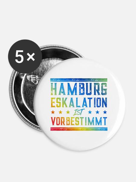 Hamburg Eskalation - Buttons groß 56 mm (5er Pack) - Weiß