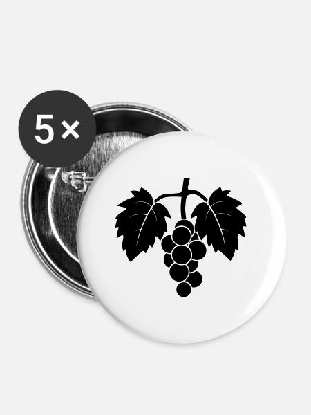 Weintraube - Buttons groß 56 mm (5er Pack) - Weiß