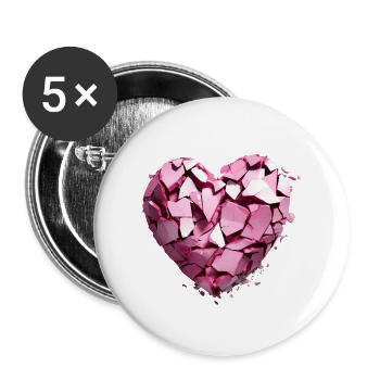 Valentinstag Herz Liebe Liebesbeweis Gefühle - Buttons groß 56 mm (5er Pack) - Weiß - Vorne
