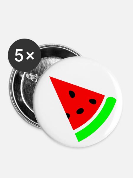 Wassermelone - Buttons groß 56 mm (5er Pack) - Weiß