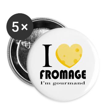 i love fromage - Lot de 5 grands badges (56 mm) - blanc - Devant