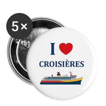 I love Croisières - Lot de 5 grands badges (56 mm) - blanc - Devant
