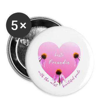 beste Freundin - Buttons groß 56 mm (5er Pack) - Weiß - Vorne
