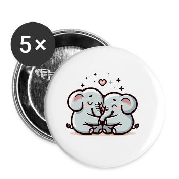 Two Elephants In Love - Buttons groß 56 mm (5er Pack) - Weiß - Vorne