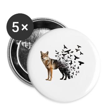 Kojote - Buttons groß 56 mm (5er Pack) - Weiß - Vorne