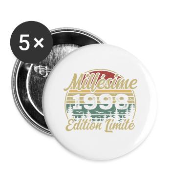 Millésime 1998 - Cadeau Pour le 26e Anniversaire - Lot de 5 grands badges (56 mm) - blanc - Devant