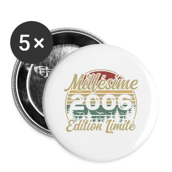 Jahrgang 2006 - Geschenk zum 18-jährigen Jubiläum - Buttons groß 56 mm (5er Pack) - Weiß - Vorne