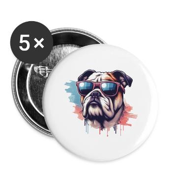 Bouledogue Le Modèle - Lot de 5 grands badges (56 mm) - blanc - Devant
