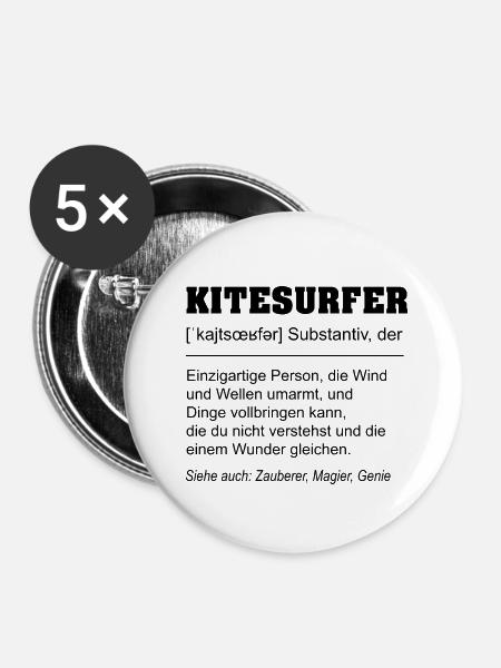 Kitesurfer Definition - Buttons groß 56 mm (5er Pack) - Weiß
