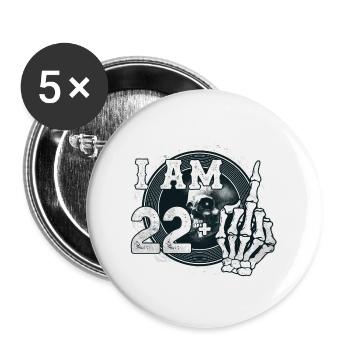 J’ai 22 ans plus 1 majeur Crâne drôle 23ème - Lot de 5 grands badges (56 mm) - blanc - Devant