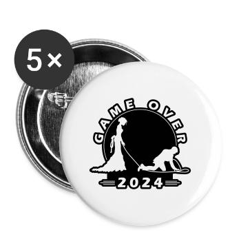 Game Over 2024 Hochzeit - Buttons groß 56 mm (5er Pack) - Weiß - Vorne