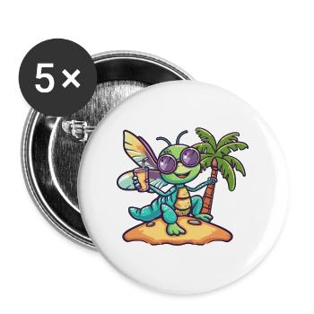 Dragonfly Summer Holiday - Buttons large 2.2''/56 mm (5-pack) - white - Front