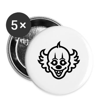 Clown - Buttons groß 56 mm (5er Pack) - Weiß - Vorne