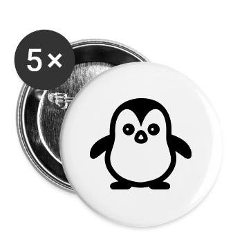 Pingouin - Lot de 5 grands badges (56 mm) - blanc - Devant