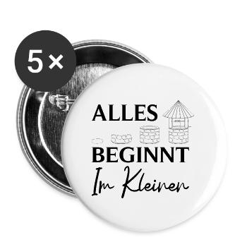 Constructeur de puits Spruch : Tout commence à petite échelle - Lot de 5 grands badges (56 mm) - blanc - Devant