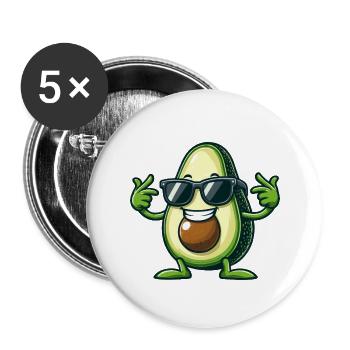 Cool avocado with sunglasses Funny design - Buttons large 2.2''/56 mm (5-pack) - white - Front