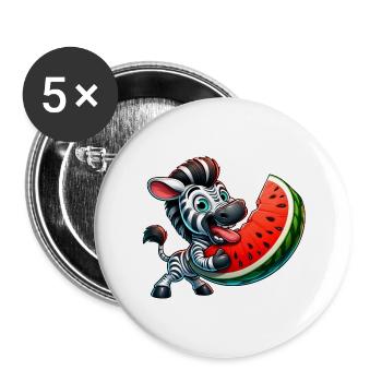 Cute whimsical zebra with watermelon and wide - Buttons large 2.2''/56 mm (5-pack) - white - Front