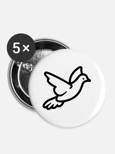 Taube - Buttons groß 56 mm (5er Pack) - Weiß