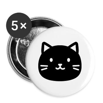 Katze - Buttons groß 56 mm (5er Pack) - Weiß - Vorne