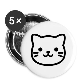 Katze - Buttons groß 56 mm (5er Pack) - Weiß - Vorne