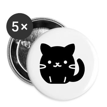 Katze - Buttons groß 56 mm (5er Pack) - Weiß - Vorne