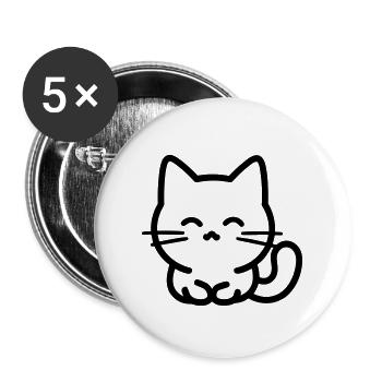 Katze - Buttons groß 56 mm (5er Pack) - Weiß - Vorne