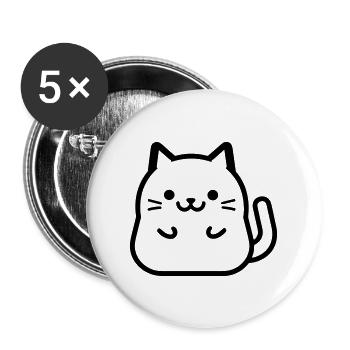 Katze - Buttons groß 56 mm (5er Pack) - Weiß - Vorne